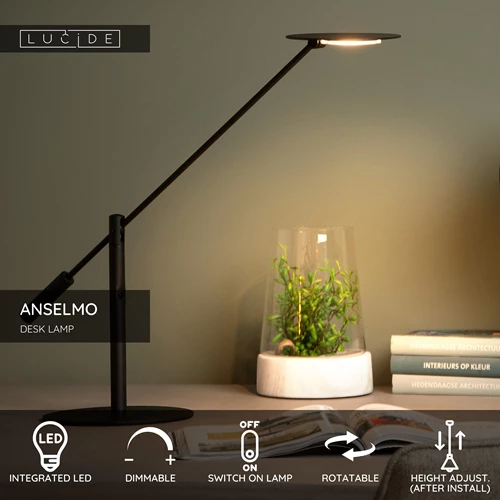 Lucide ANSELMO - Desk lamp - Ø 18 cm - LED Dim. - 1x9W 3000K - Black - USP